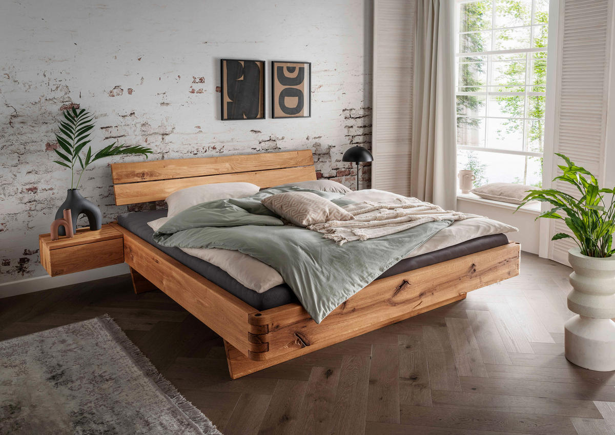 BALKENBETT 180/200 cm  in Wildeiche  - Wildeiche, Natur, Holz/Metall (180/200cm) - Valnatura