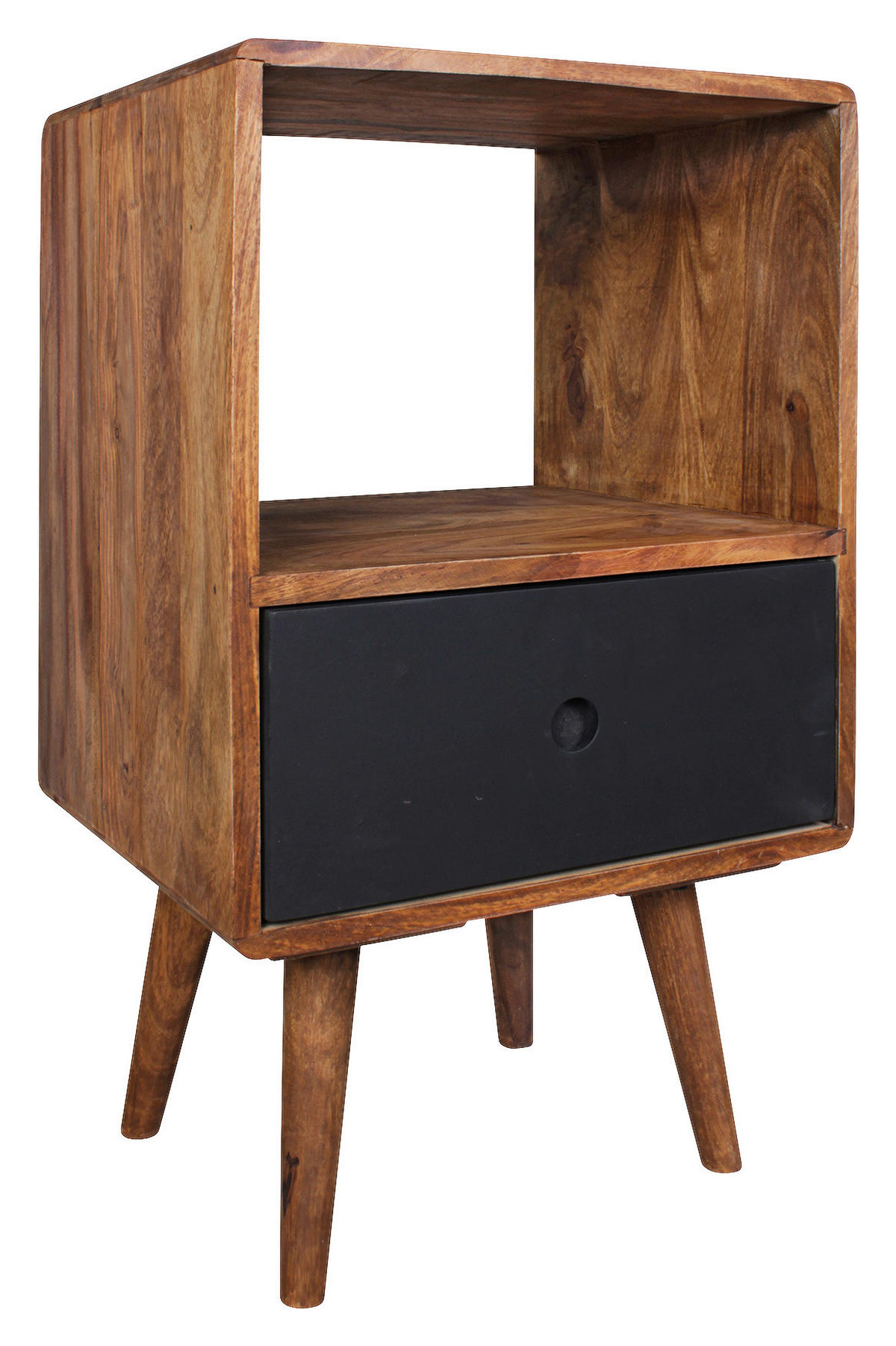 NACHTSCHRANK 40/70/35 cm Sheesham massiv  - Sheeshamfarben/Schwarz, Natur, Holz (40/70/35cm) - MID.YOU