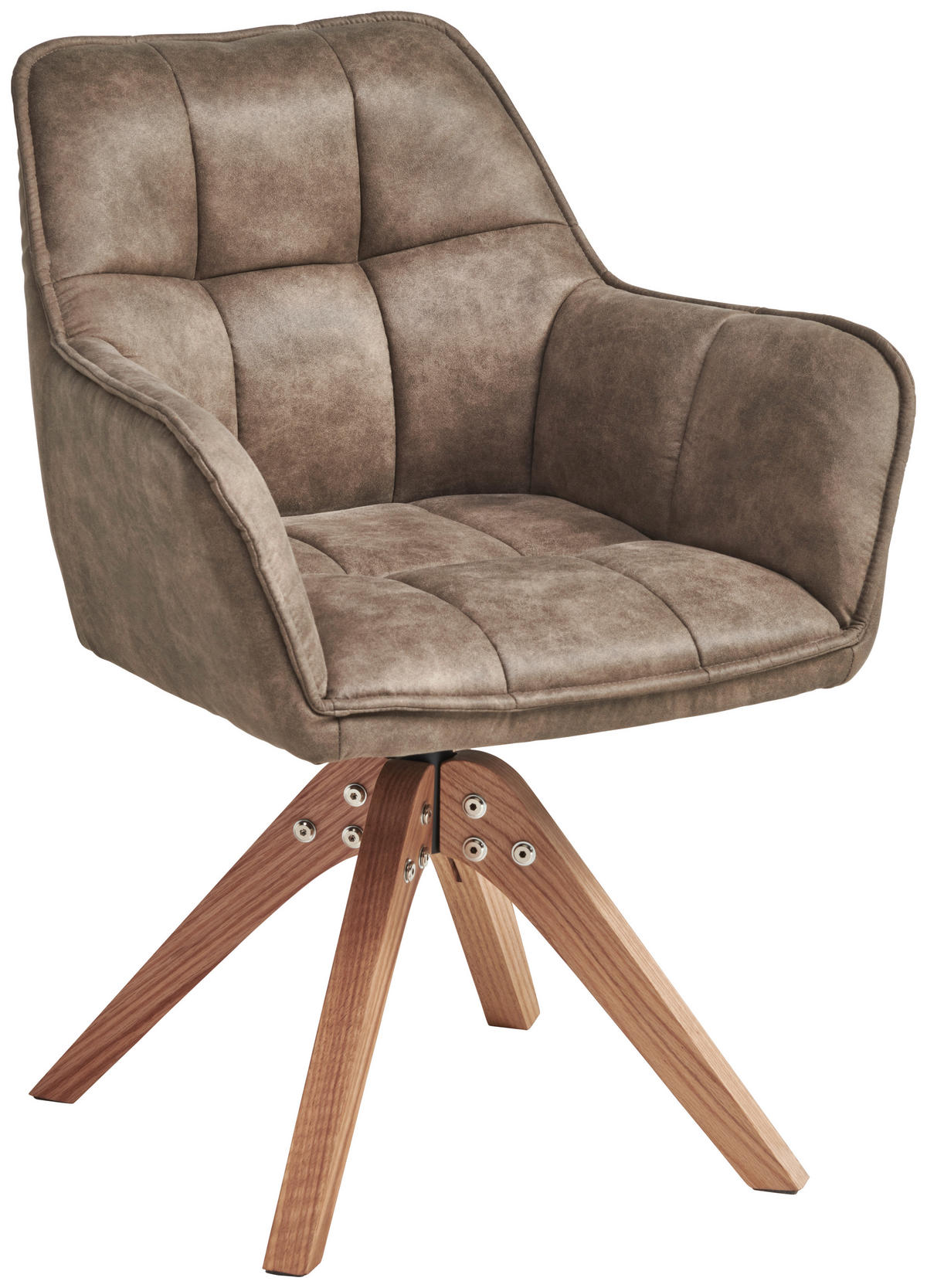 ARMLEHNSTUHL  Sitzfläche 360° drehbar Webstoff  - Eichefarben/Braun, Basics, Holz/Textil (61/85/63cm) - MID.YOU