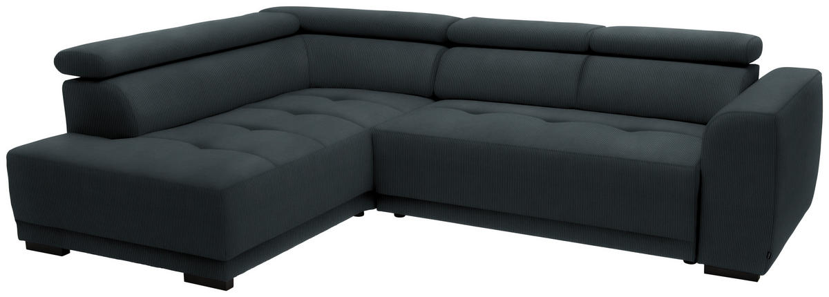 ECKSOFA in Feincord Anthrazit  - Anthrazit/Schwarz, Design, Kunststoff/Textil (205/284cm) - MID.YOU
