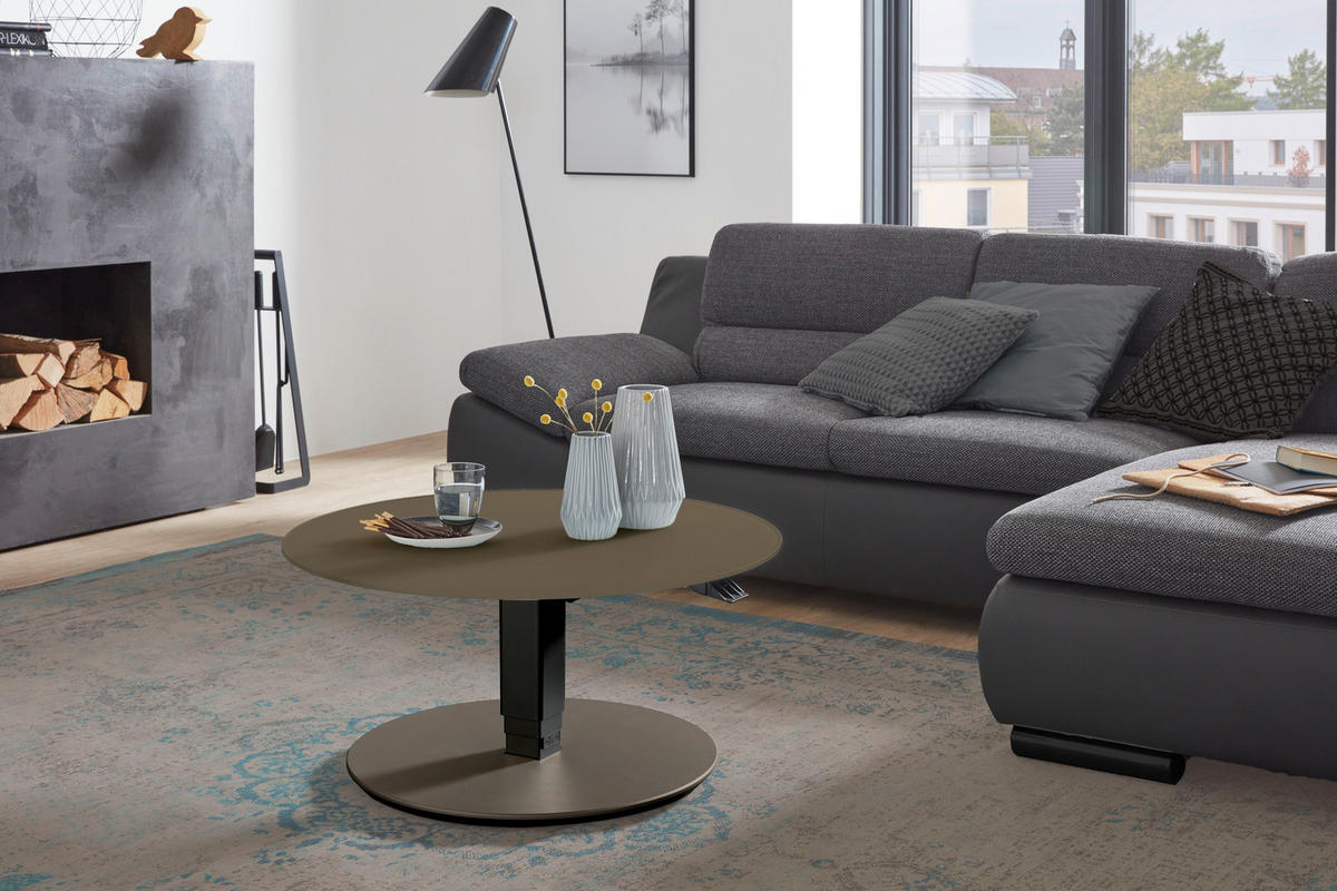 COUCHTISCH Metall, Glas, Holzwerkstoff 80/80/39(76) cm  - Beige/Schwarz, Design, Glas/Holzwerkstoff (80/80/39(76)cm) - Novel