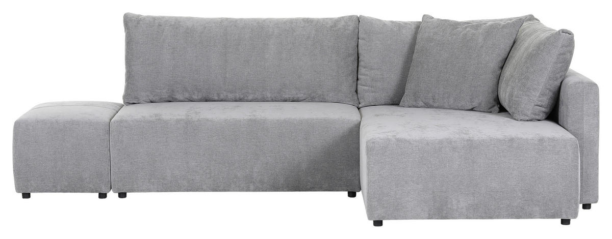 ECKSOFA in Flachgewebe Grau  - Schwarz/Grau, Konventionell, Kunststoff/Textil (295/200cm) - Carryhome