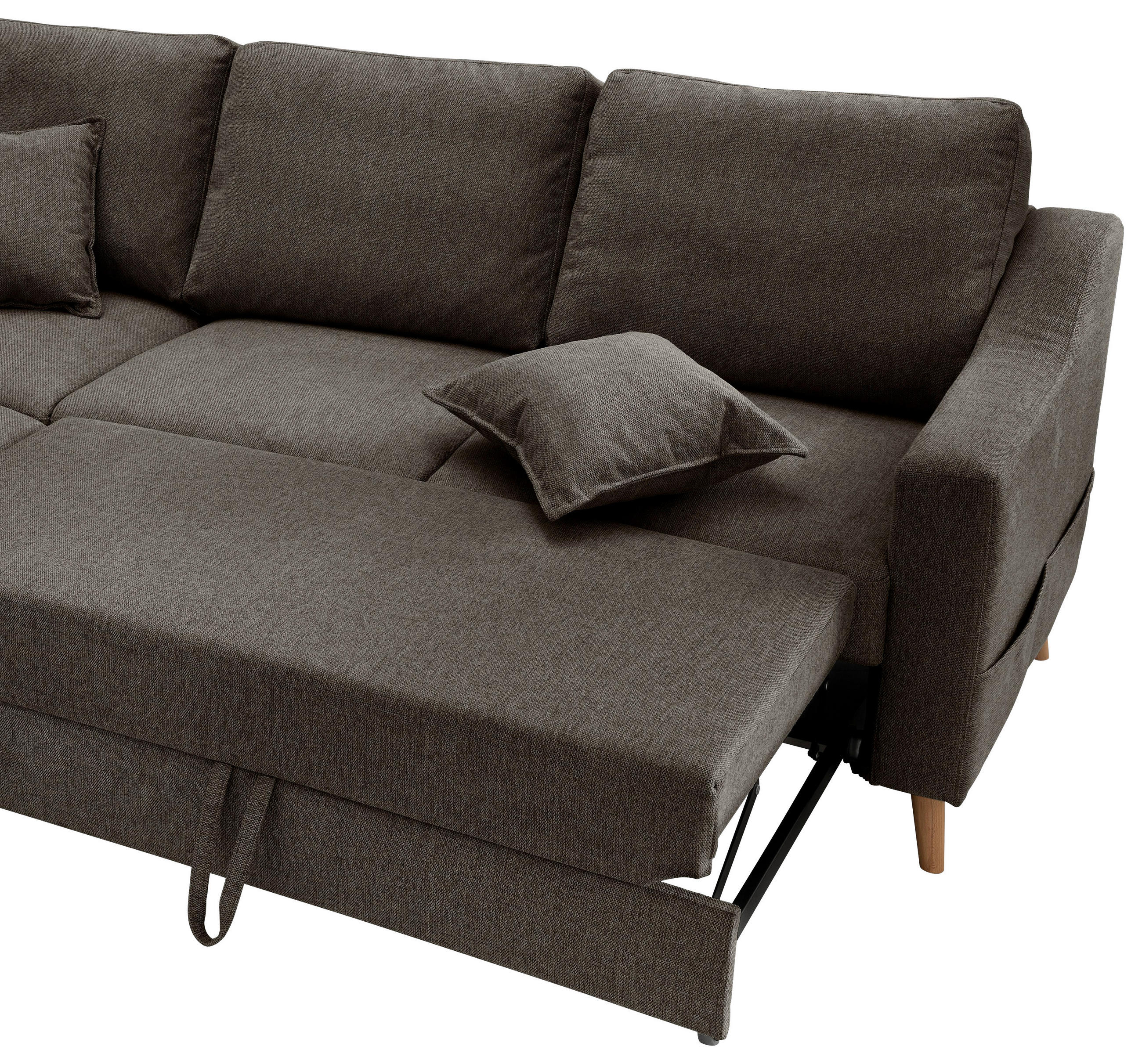 WOHNLANDSCHAFT Braun Struktur - Naturfarben/Braun, KONVENTIONELL, Holz/Textil (200/230cm) - P & B