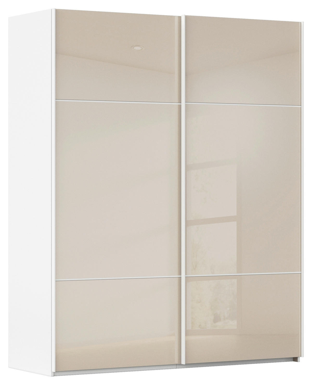 SCHWEBETÜRENSCHRANK 201/223/67 cm 2-türig Weiß, Champagner  - Champagner/Weiß, KONVENTIONELL, Glas/Holzwerkstoff (201/223/67cm) - Novel