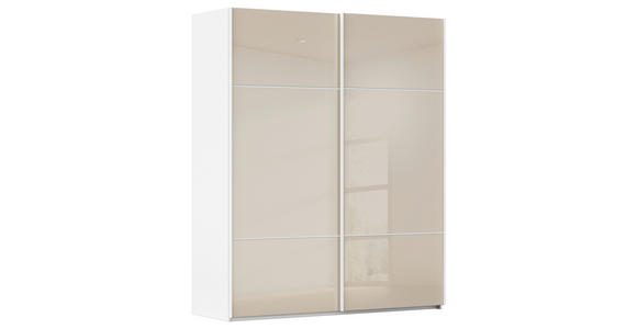 SCHWEBETÜRENSCHRANK 201/223/67 cm 2-türig Weiß, Champagner - Champagner/Weiß, KONVENTIONELL, Glas/Holzwerkstoff (201/223/67cm) - Novel