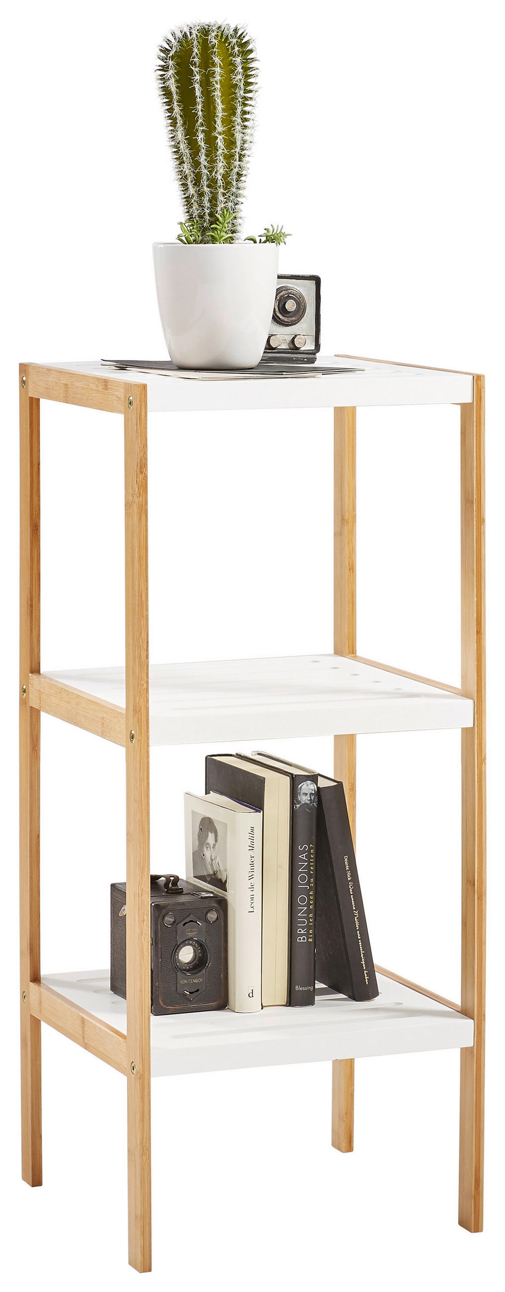 REGAL Bambus teilmassiv Braun, Weiß  - Braun/Weiß, Design, Holz/Holzwerkstoff (34/80/33cm) - Xora