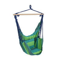 HÄNGESESSEL  - Blau/Dunkelgrün, Basics, Holz/Textil (90/120/60cm)