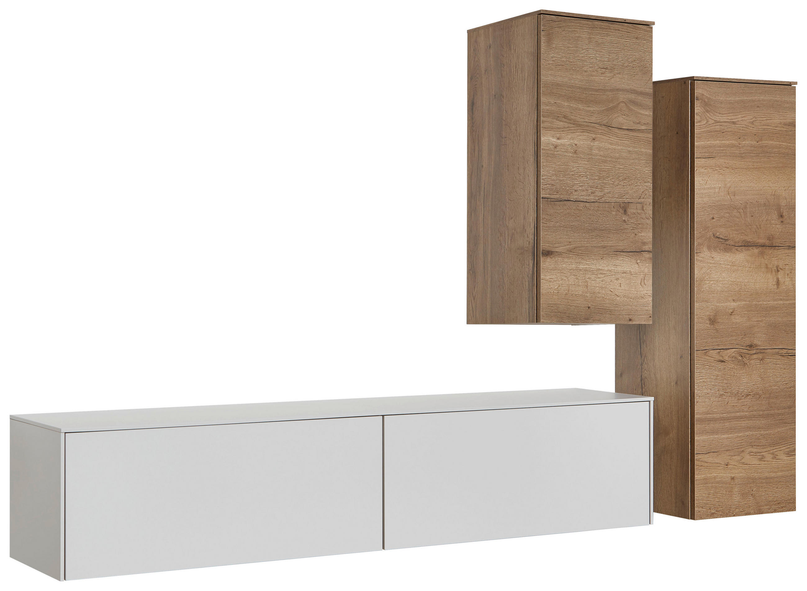 WOHNWAND 3-teilig  in Eichefarben, Hellgrau  234/174/37 cm  - Eichefarben/Hellgrau, Design, Holzwerkstoff (234/174/37cm) - Celina Home