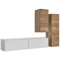 WOHNWAND 3-teilig  in Eichefarben, Hellgrau  234/174/37 cm  - Eichefarben/Hellgrau, Design, Holzwerkstoff (234/174/37cm) - Celina Home