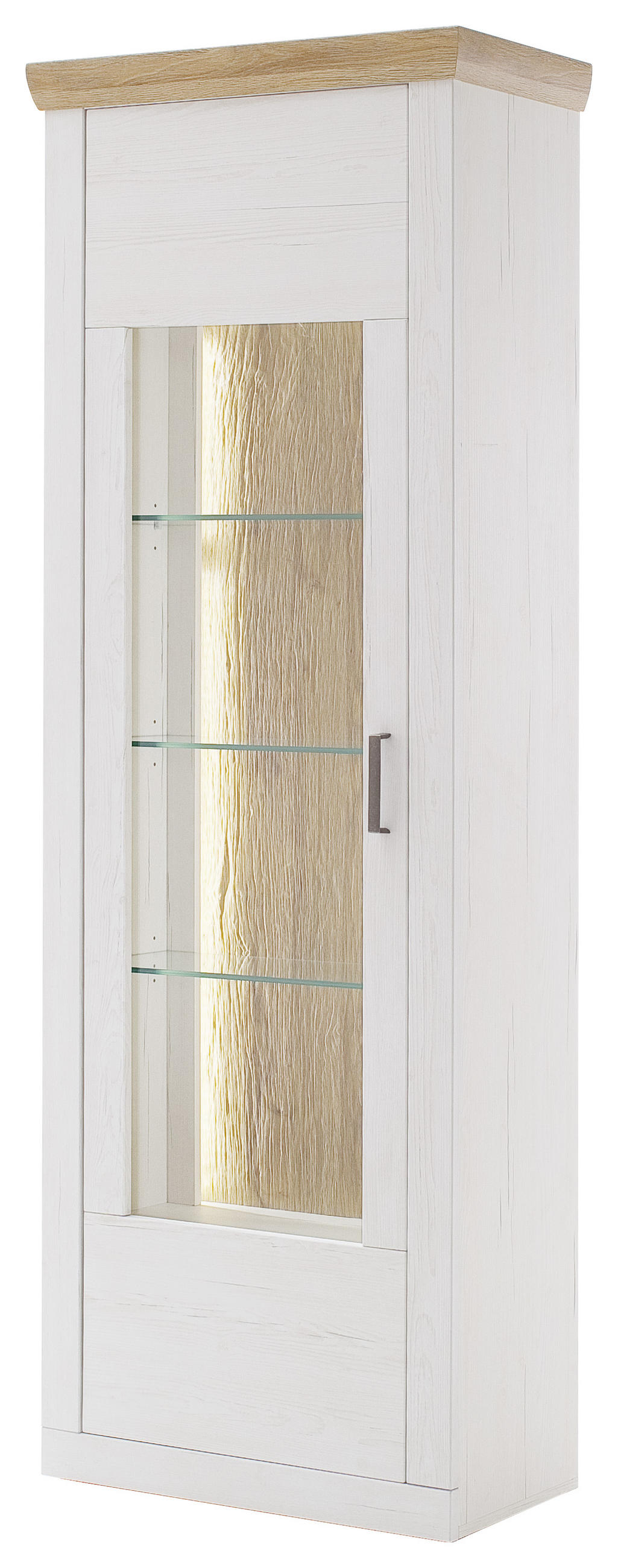 VITRINE in Weiss, Eichefarben  - Weiss/Eichefarben, Design, Glas/Holzwerkstoff (71/205/40cm) - MID.YOU
