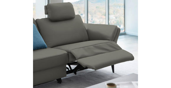 3-SITZER-SOFA in Leder Dunkelgrau - Dunkelgrau/Schwarz, Design, Leder/Metall (190/84/99cm) - Dieter Knoll