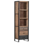 REGAL Mangoholz massiv Braun, Naturfarben, Schwarz  - Schwarz/Braun, Design, Holz/Holzwerkstoff (55/190/43cm) - Landscape