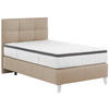 BOXSPRINGBETT 120/200 cm,  in Naturfarben, Matratze, gepolstertes Kopfteil, Topper, H3 = fest  - Chromfarben/Naturfarben, KONVENTIONELL, Leder/Textil (120/200cm) - Novel