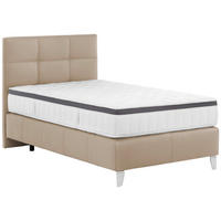 BOXSPRINGBETT 120/200 cm,  in Naturfarben, Matratze, Topper, H2 = mittel  - Chromfarben/Naturfarben, KONVENTIONELL, Leder/Textil (120/200cm) - Novel