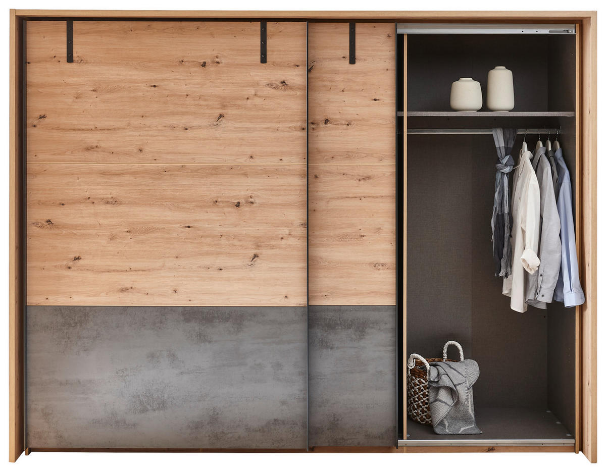ORMAR S KLIZNIM VRATIMA hrast Artisan   - hrast Artisan/antracit, Lifestyle, drvni materijal/metal (270/210/60cm) - Ti'me