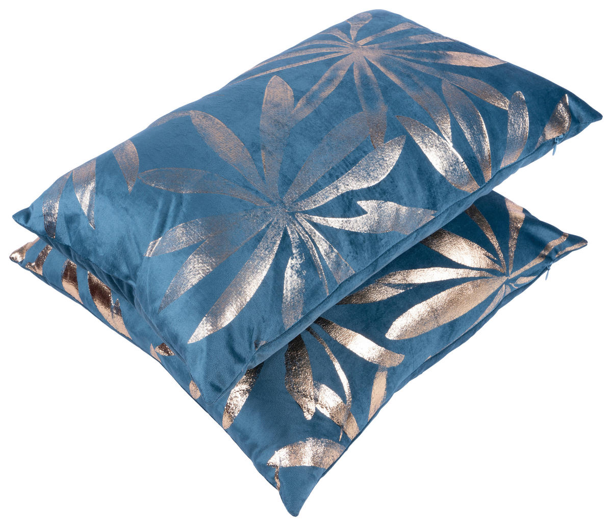 SADA DEKORAČNÍCH POLŠTÁŘŮ 30x45/50x45 cm - petrolej/barvy zlata, Konvenční, textil (30x45/50x45cm)