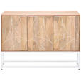 SIDEBOARD Mangoholz vollmassiv Naturfarben, Weiß Einlegeböden  - Weiß/Naturfarben, Design, Holz/Metall (145/85/42cm) - Ambia Home