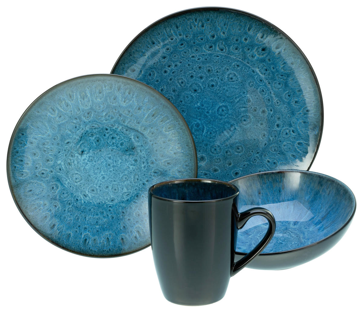KOMPLETT SERVIS Capri 16 delar  - blå/mörkblå, Trend, keramik (40/26/31cm) - Creatable