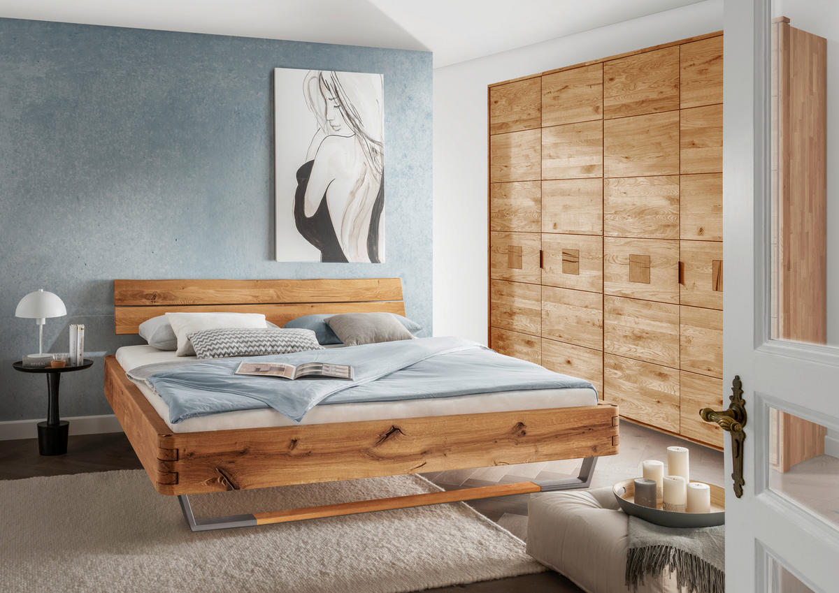 BALKENBETT 180/200 cm  in Wildeiche  - Wildeiche, Natur, Holz/Metall (180/200cm) - Valnatura