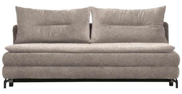 SCHLAFSOFA  in Chenille, Plüsch Sandfarben  - Sandfarben/Schwarz, MODERN, Textil/Metall (208/73/92/102cm) - Novel