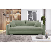 SCHLAFSOFA Cord Grün  - Silberfarben/Grün, Design, Kunststoff/Textil (232/88/105cm) - MID.YOU