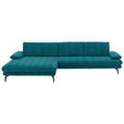 ECKSOFA  in Chenille Petrol  180/310 cm  - Petrol/Schwarz, Design, Textil/Metall (180/310cm) - Dieter Knoll