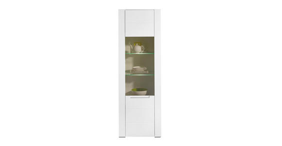 VITRINE in Weiß - Silberfarben/Weiß, Design, Glas/Holzwerkstoff (66/198/41cm) - Hom`in
