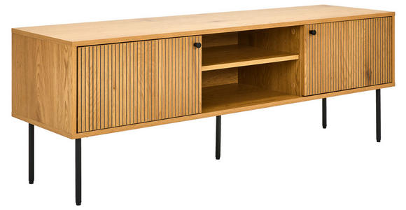 LOWBOARD Line in 150/50/40 cm - Eichefarben/Schwarz, Design, Holzwerkstoff/Metall (150/50/40cm) - Carryhome