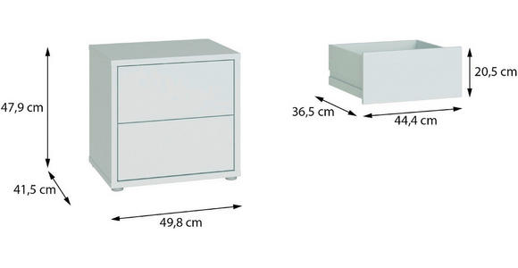 NACHTSCHRANK 50/48/42 cm  - Silberfarben/Hellgrau, Trend, Holzwerkstoff/Kunststoff (50/48/42cm) - Carryhome
