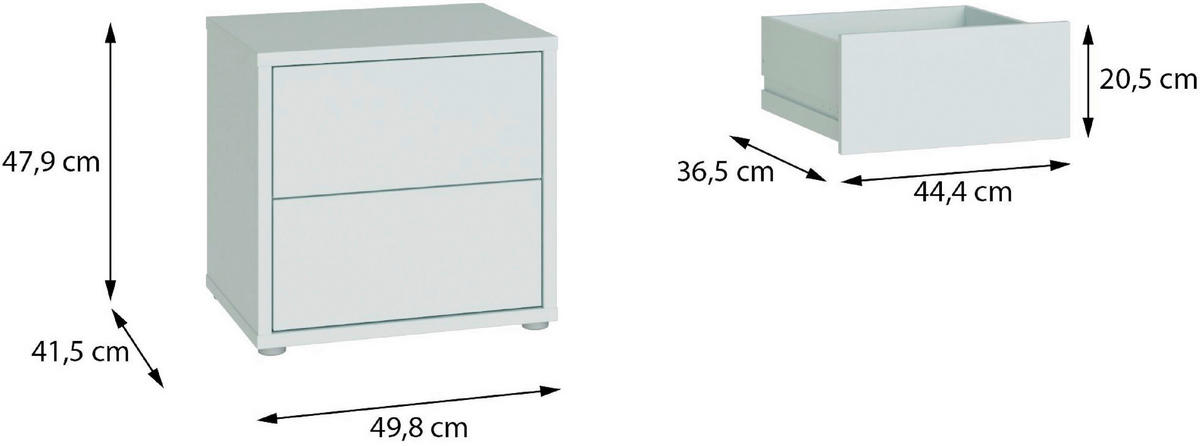NACHTSCHRANK 50/48/42 cm  - Silberfarben/Hellgrau, Trend, Holzwerkstoff/Kunststoff (50/48/42cm) - Carryhome