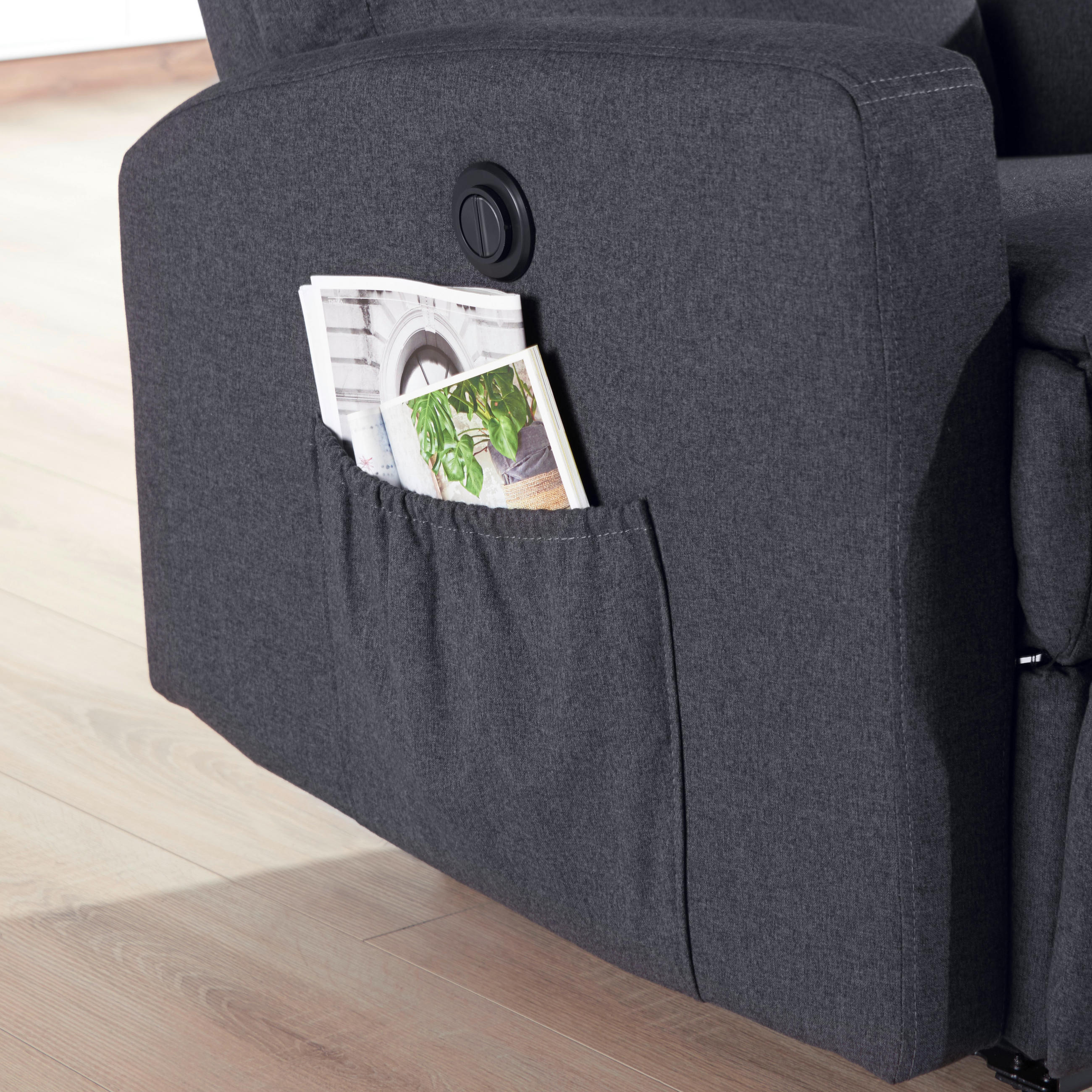 FERNSEHSESSEL in Webstoff Anthrazit  - Weiss/Anthrazit, Konventionell, Textil/Metall (76/87-102/93-156cm) - Carryhome