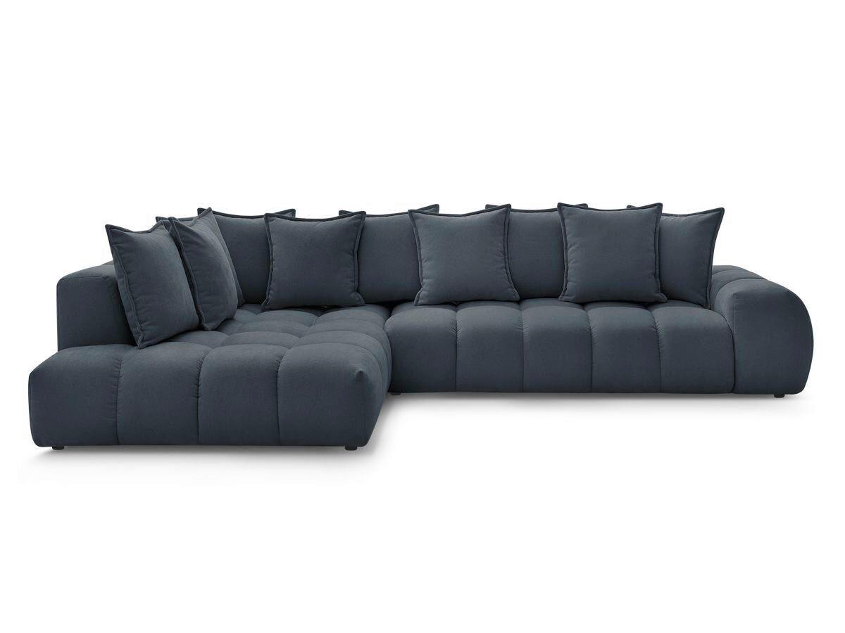 ECKSOFA Ottomane links  EVEREST Dunkelblau Struktur  - Schwarz/Dunkelblau, MODERN, Kunststoff/Textil (352/210cm)