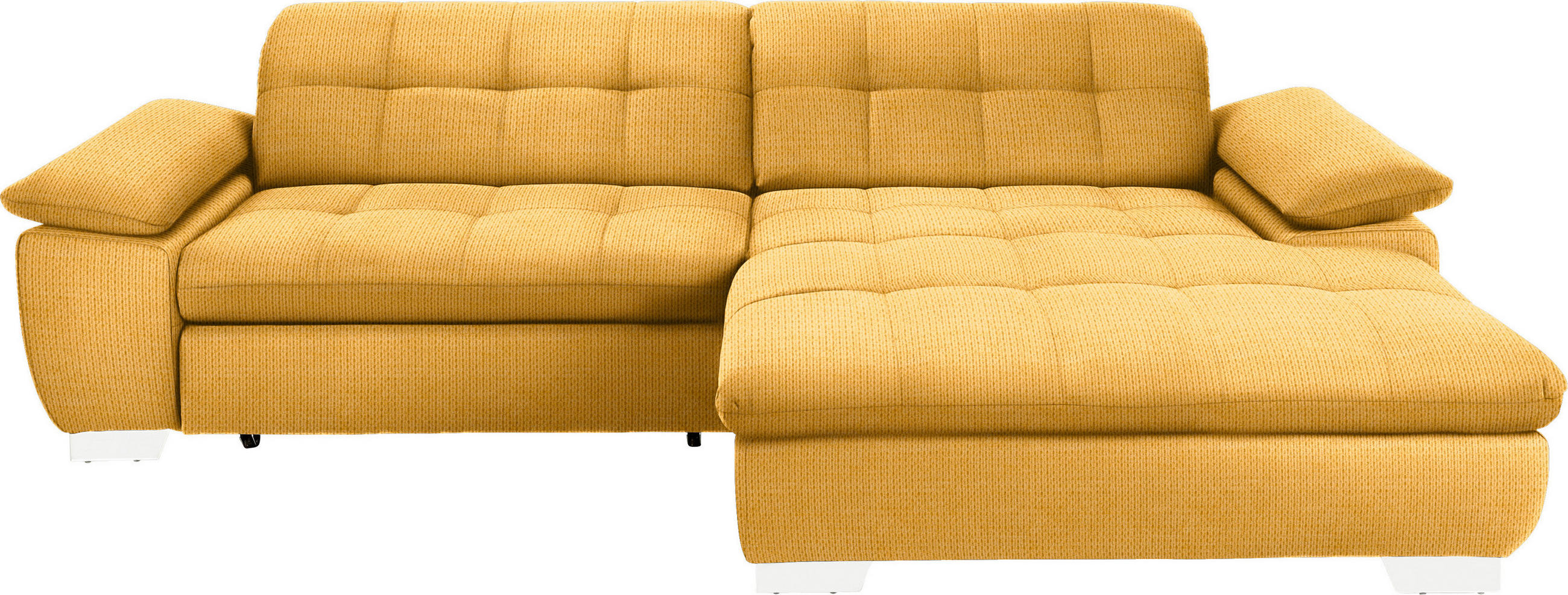 ECKSOFA in Mikrofaser Dunkelgelb  - Chromfarben/Dunkelgelb, Design, Textil/Metall (265/180cm) - Carryhome