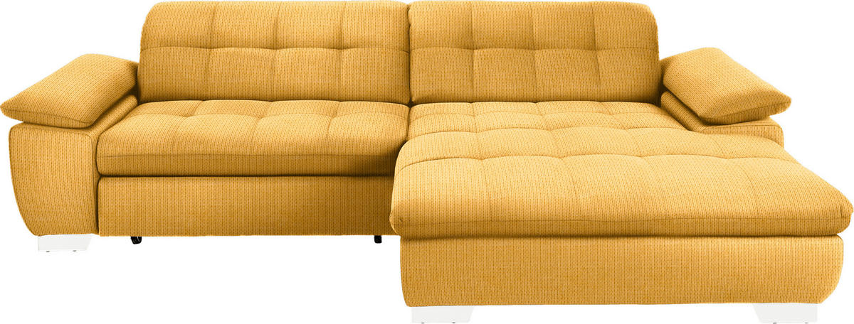ECKSOFA in Mikrofaser Dunkelgelb  - Chromfarben/Dunkelgelb, Design, Textil/Metall (265/180cm) - Carryhome
