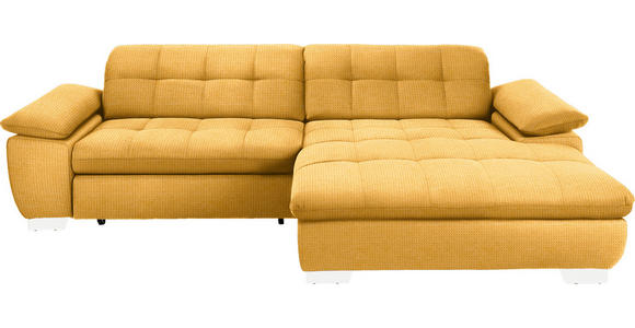 ECKSOFA in Mikrofaser Dunkelgelb  - Chromfarben/Dunkelgelb, Design, Textil/Metall (265/180cm) - Carryhome