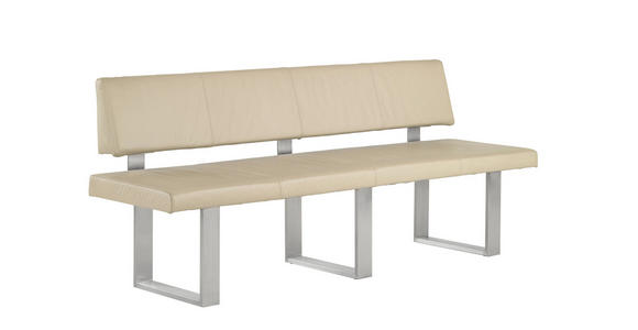 SITZBANK Echtleder Sandfarben - Sandfarben/Edelstahlfarben, Design, Leder/Metall (220cm) - Valnatura