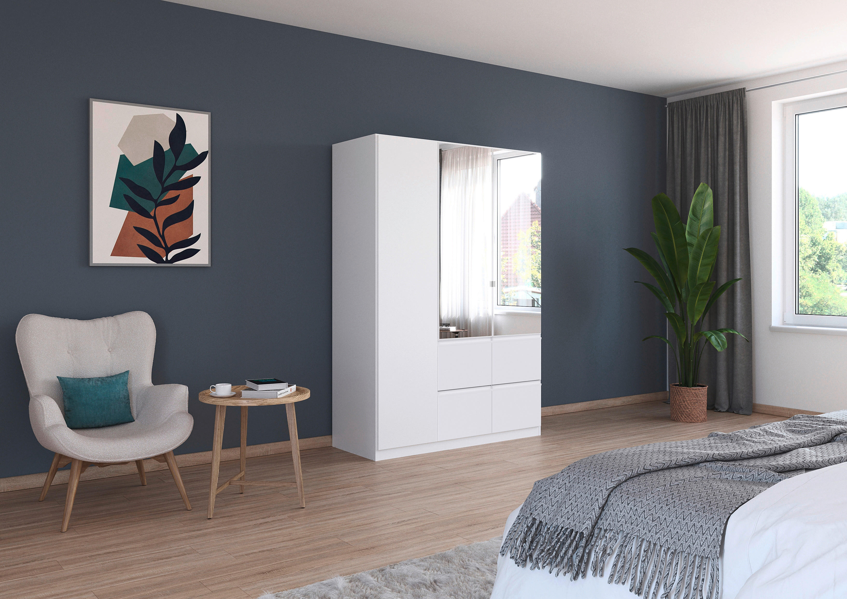 KLEIDERSCHRANK in Weiss  - Weiss, Trend, Glas/Holzwerkstoff (136/197/54cm) - Xora