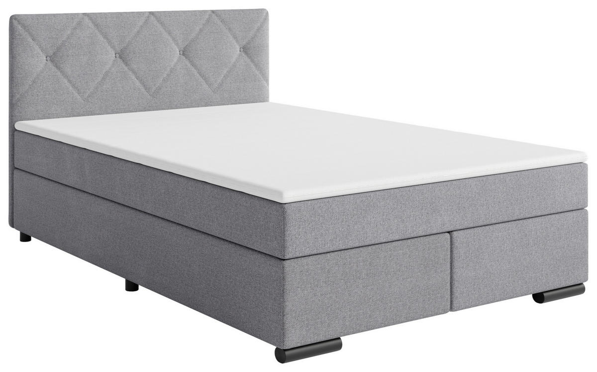 BOXSPRINGBETT 140/200 cm  in Hellgrau  - Hellgrau/Schwarz, MODERN, Karton/Holz (140/200cm) - MID.YOU