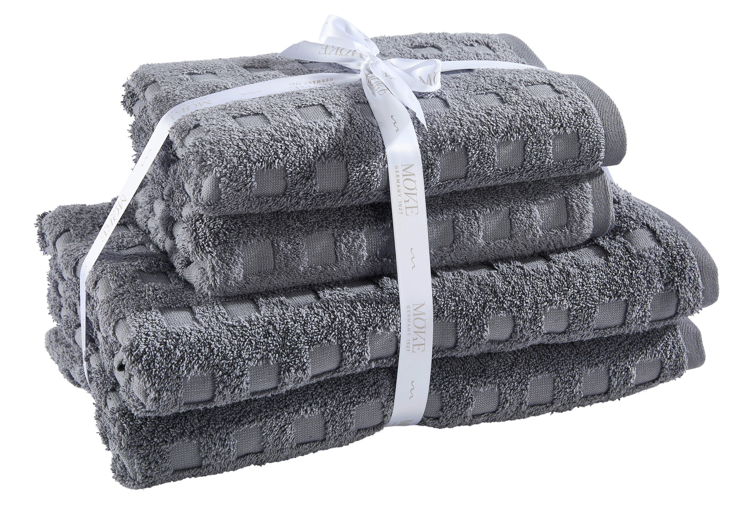 FROTTIERSET Blau, Grau, Weiß 4-teilig  - Blau/Weiß, Basics, Textil - Moeve