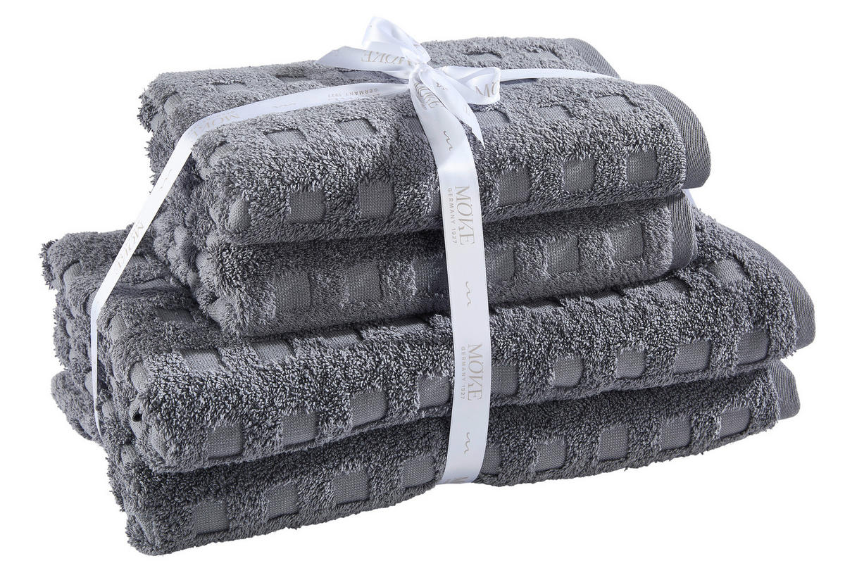 FROTTIERSET Blau, Grau, Weiß 4-teilig  - Blau/Weiß, Basics, Textil - Moeve