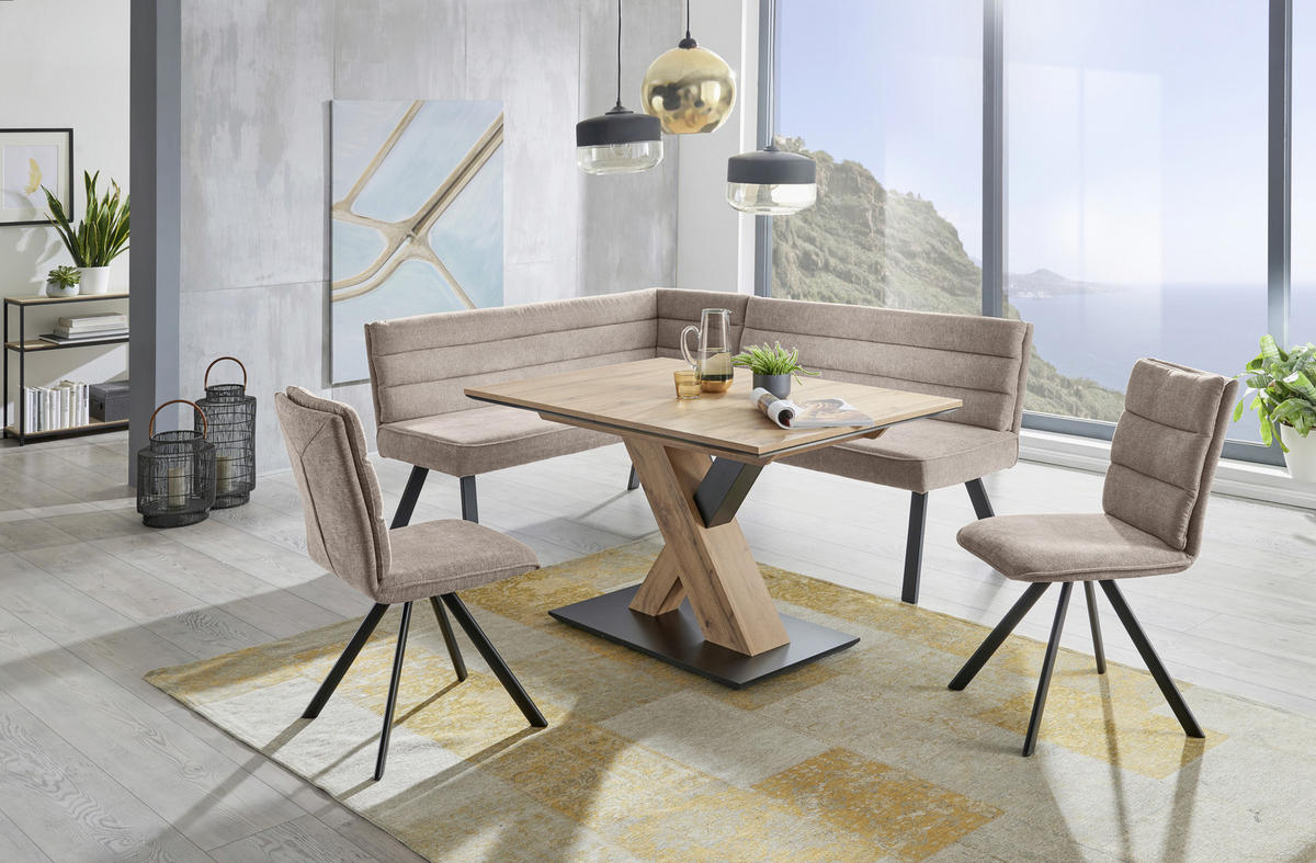 ESSTISCH rechteckig Schwarz, Eichefarben  - Eichefarben/Schwarz, Design, Holzwerkstoff (110/70/75,5cm) - Cantus
