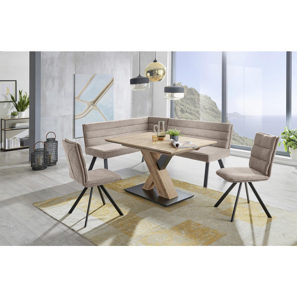 Thumbnail - Cantus Eckbank, Grau, Schwarz, Metall, Textil, Uni, 3-Sitzer, L-Form, 195x155 cm, Stoffauswahl, Esszimmer, Bänke, Eckbän...