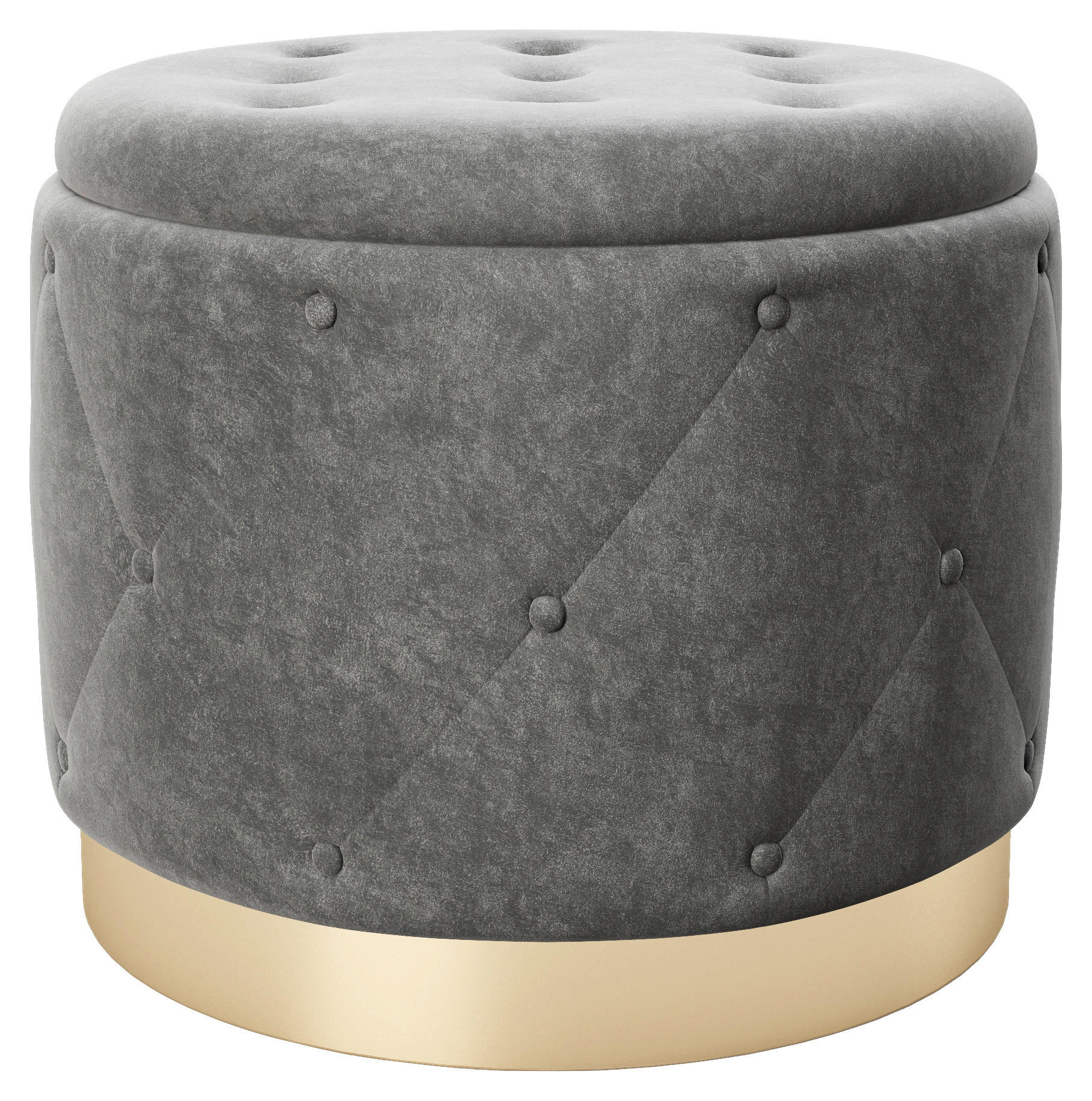 HOCKER PLAYBOY Samt Grau  - Goldfarben/Grau, LIFESTYLE, Textil (50/40/50cm) - Playboy