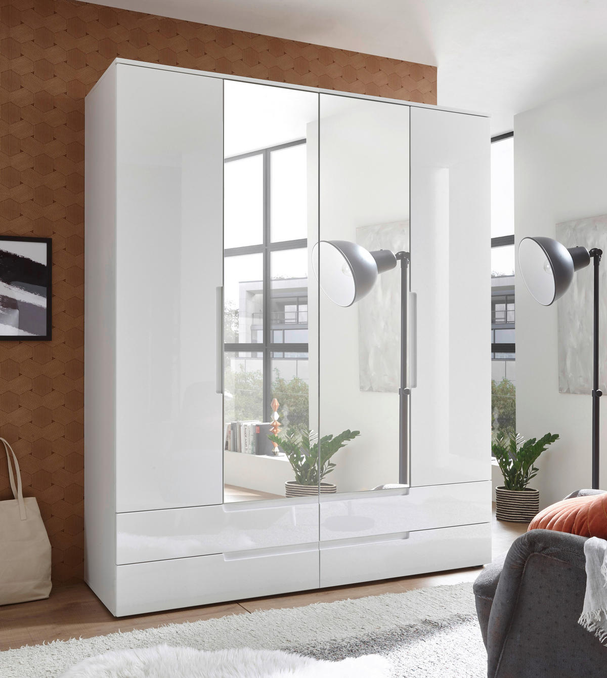 DREHTÜRENSCHRANK in Weiss  - Weiss, Modern, Holzwerkstoff (160/208/57cm) - MID.YOU