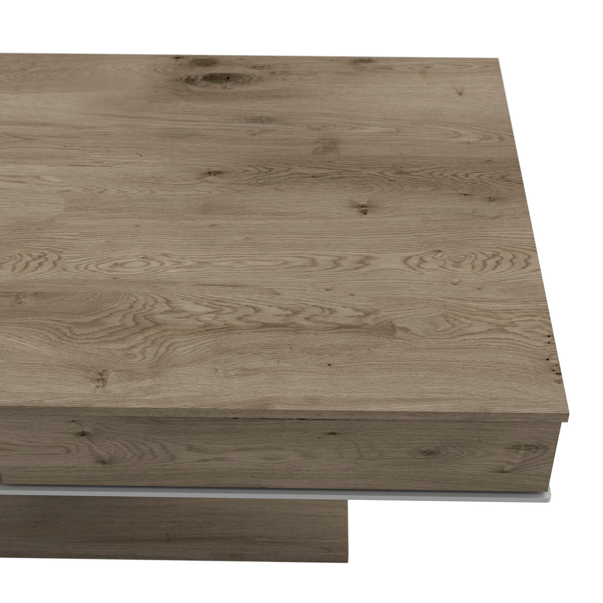 COUCHTISCH in Holz, Glas 120/75/46 cm  - Weiss/Eichefarben, Design, Glas/Holz (120/75/46cm) - Voglauer