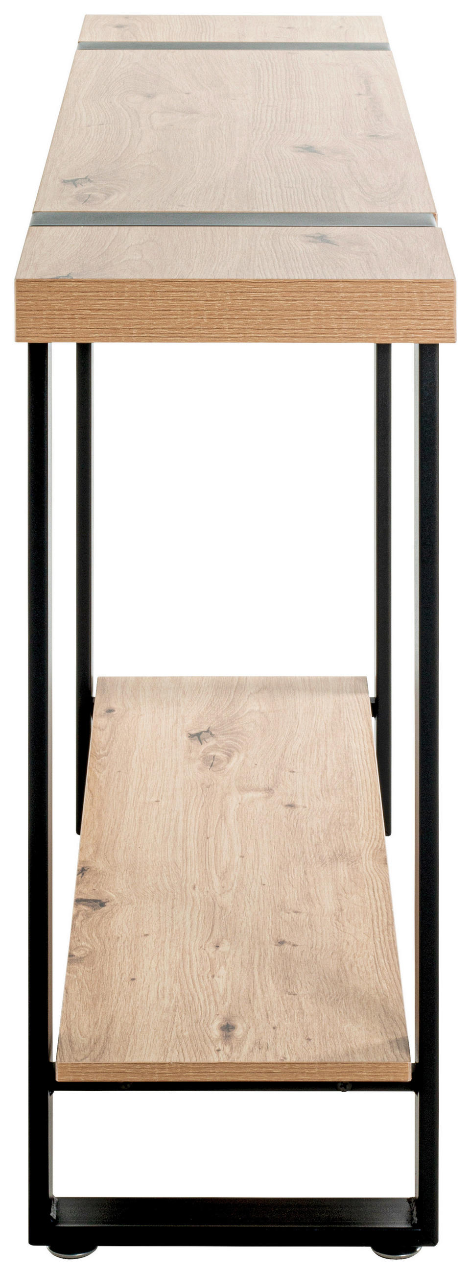 KONSOLENTISCH Schwarz, Eichefarben  - Eichefarben/Schwarz, Design, Holzwerkstoff/Metall (120/30/82cm)