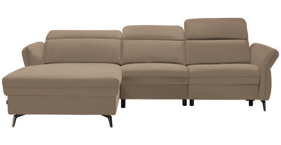 ECKSOFA in Echtleder Hellbraun  - Hellbraun/Schwarz, Natur, Leder/Metall (199/285cm) - Valnatura