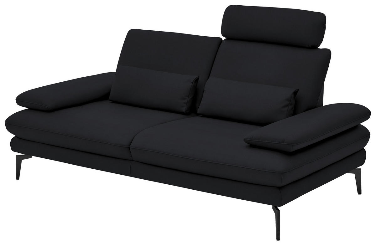 2,5-SITZER in Echtleder Anthrazit  - Anthrazit/Schwarz, Design, Leder/Metall (196/86/104cm) - Dieter Knoll