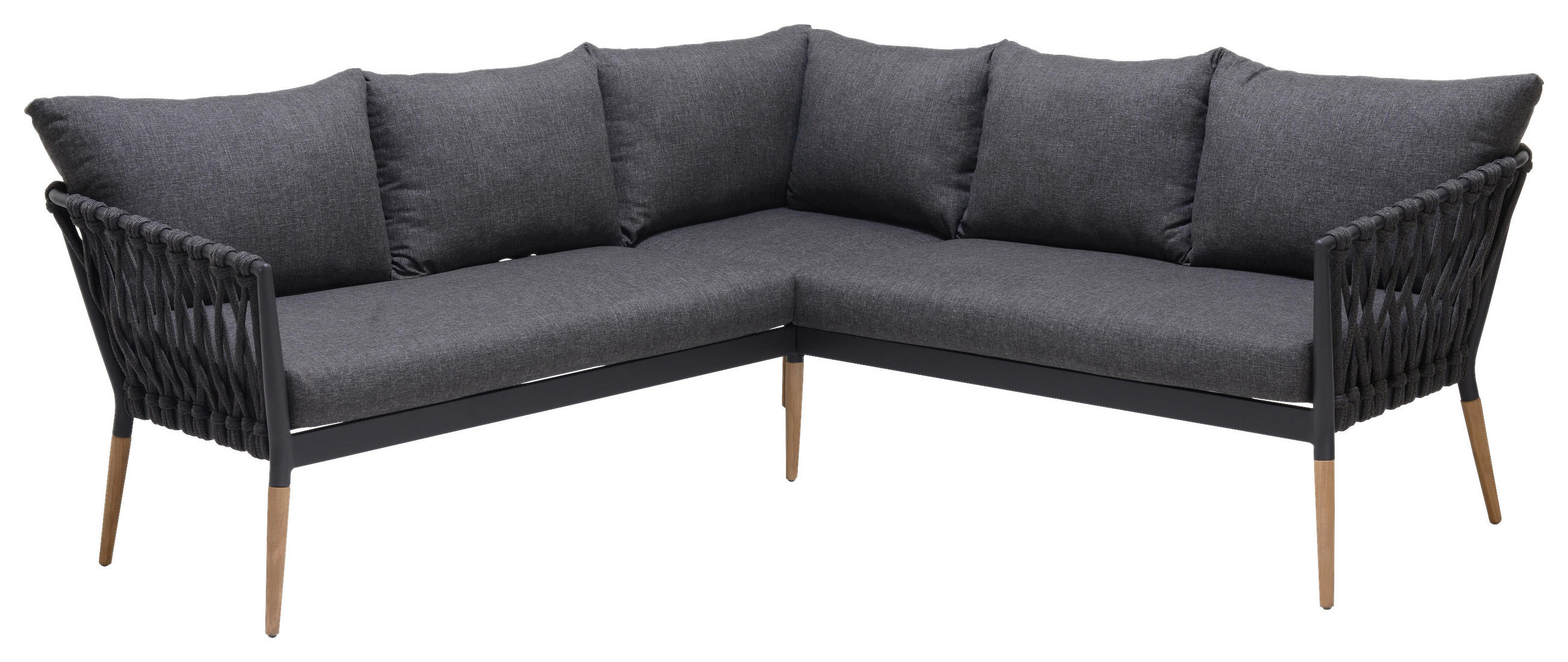 GARTENECKBANK  - Dunkelgrau/Teakfarben, Design, Holz/Textil (205,7/205,7cm) - Ambia Garden