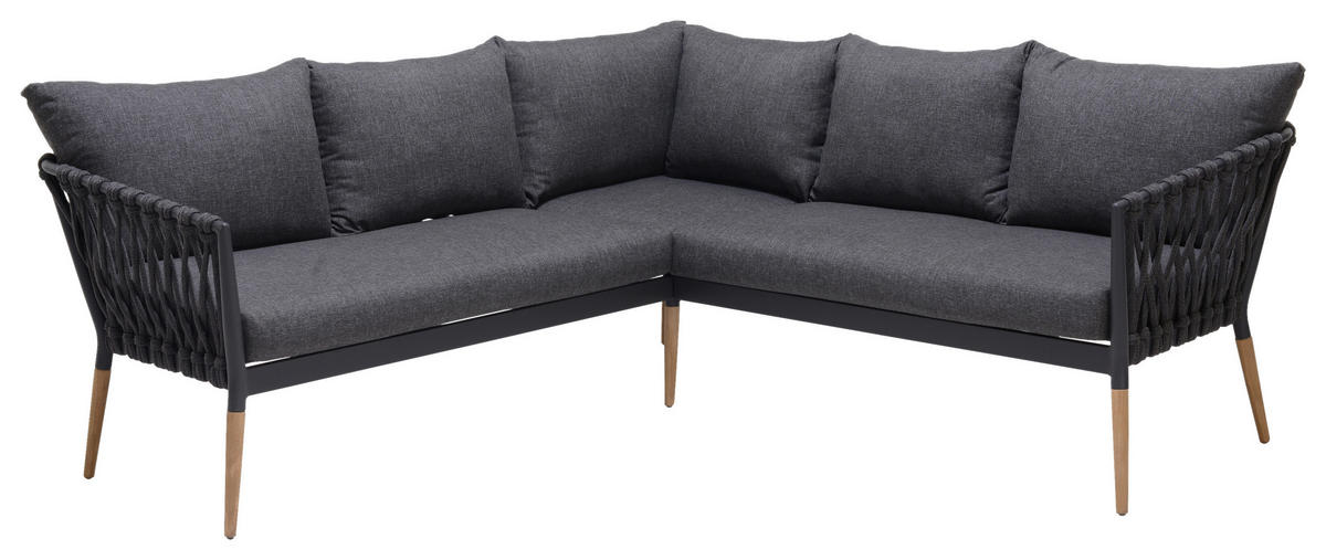 GARTENECKBANK  - Dunkelgrau/Teakfarben, Design, Holz/Textil (205,7/205,7cm) - Ambia Garden